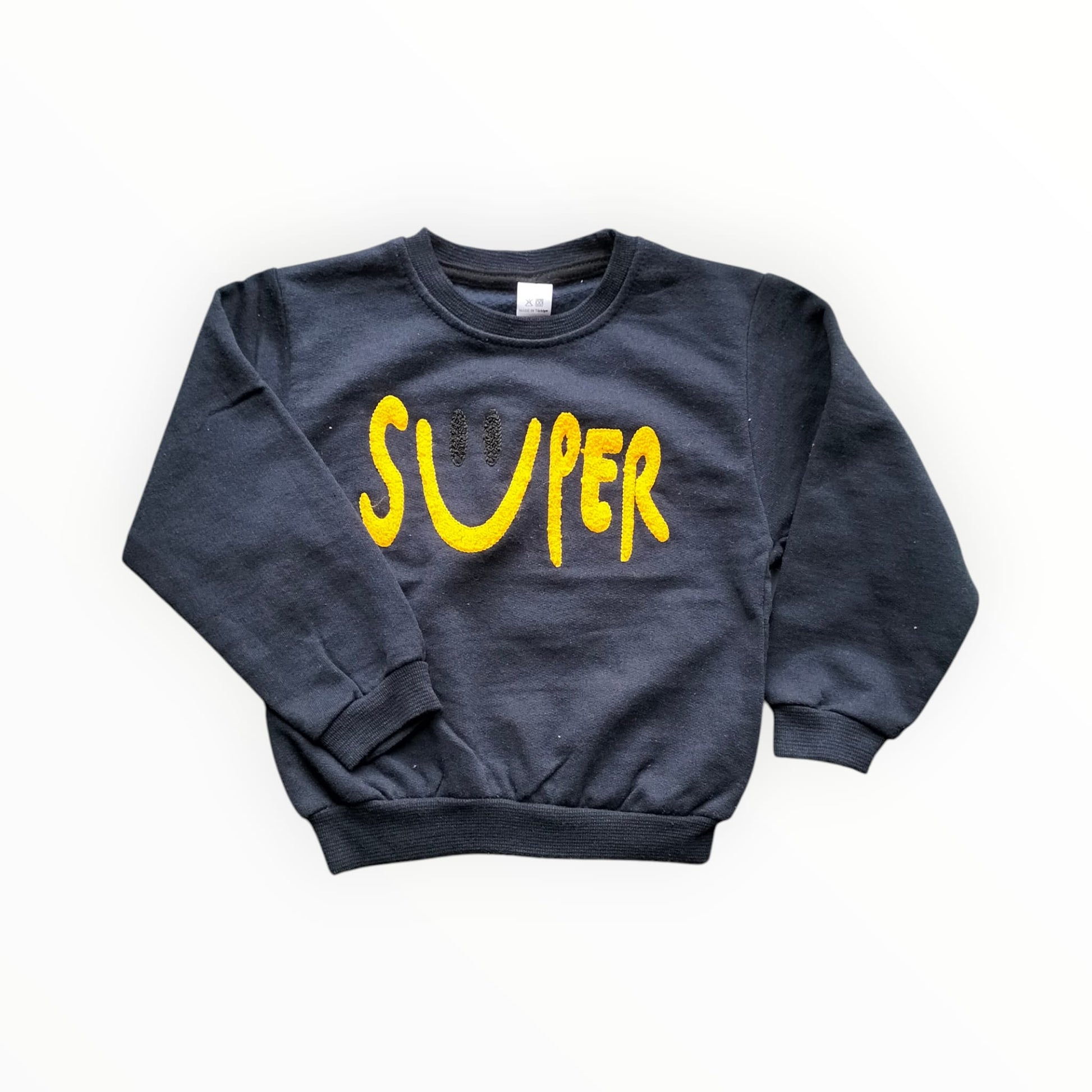 Lacivert Süper Yazı Baskılı Çocuk Sweatshirt – Uzun Kollu Pamuklu Çocuk Sweat