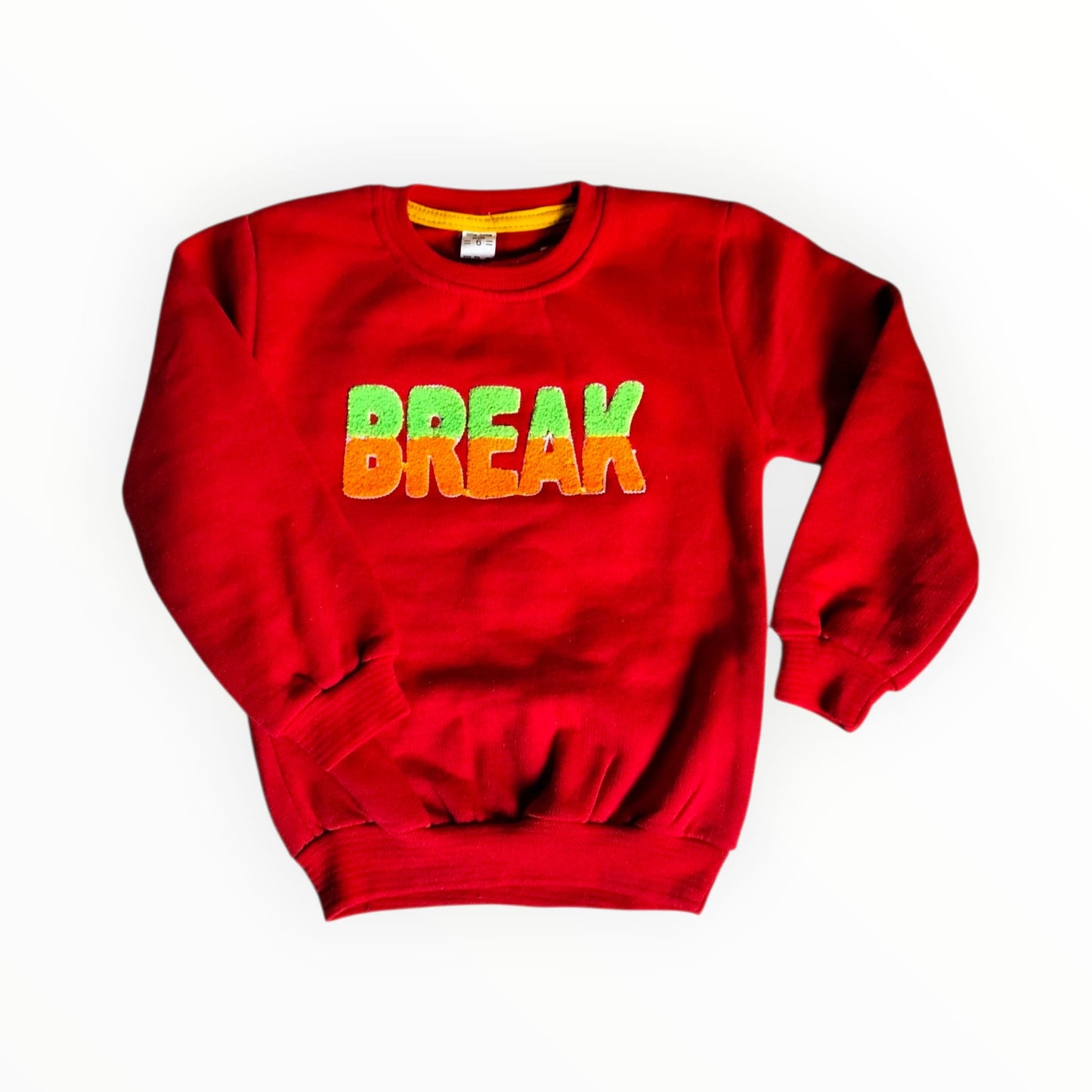 efabric Kırmızı Yazı Detaylı Çocuk Sweatshirt – Pamuklu Rahat Kesim Çocuk Sweat