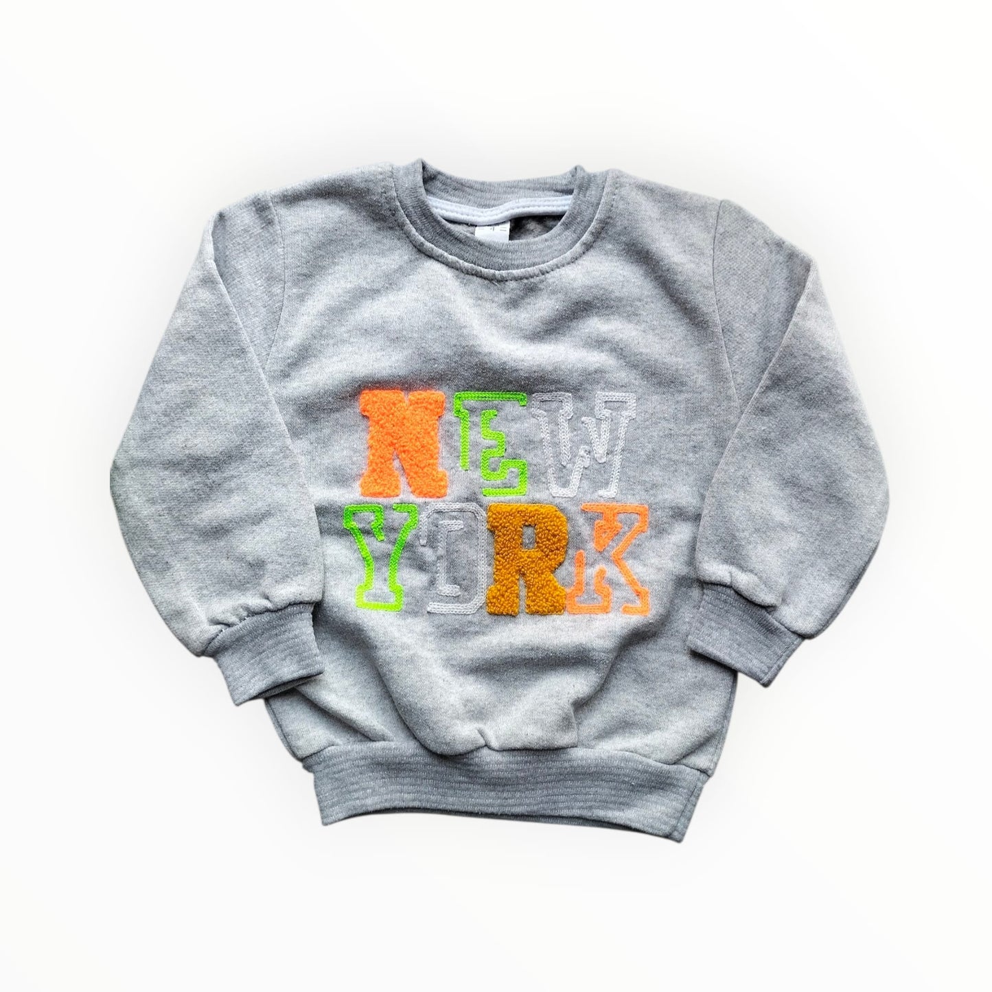 efabric Gri New York Baskılı Çocuk Sweatshirt – Pamuklu Uzun Kollu Çocuk Sweat