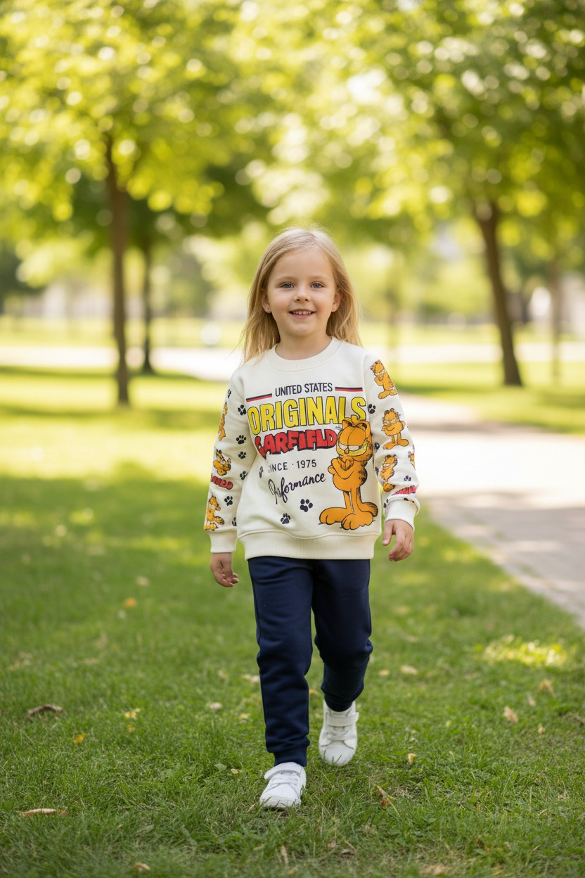 Garfield Baskılı Çocuk Sweatshirt – Uzun Kollu, Baskılı, Rahat Kesim
