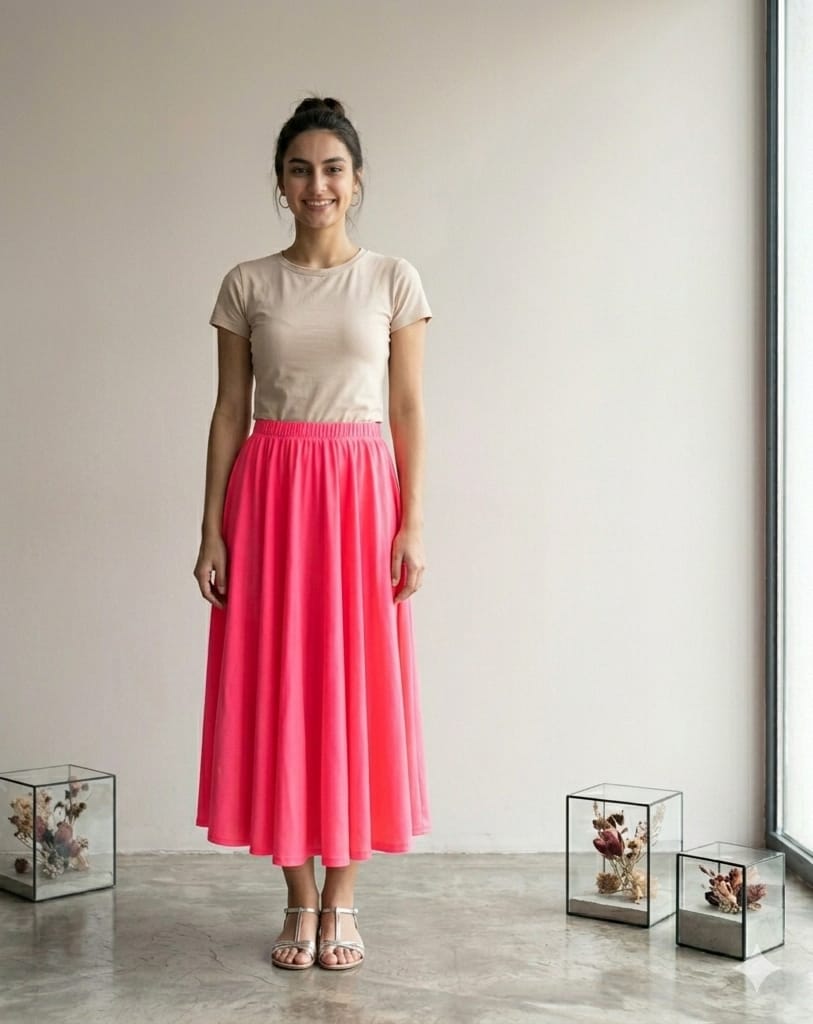 Neon Pembe Hışır Kloş Etek – M Beden Özel Dikim